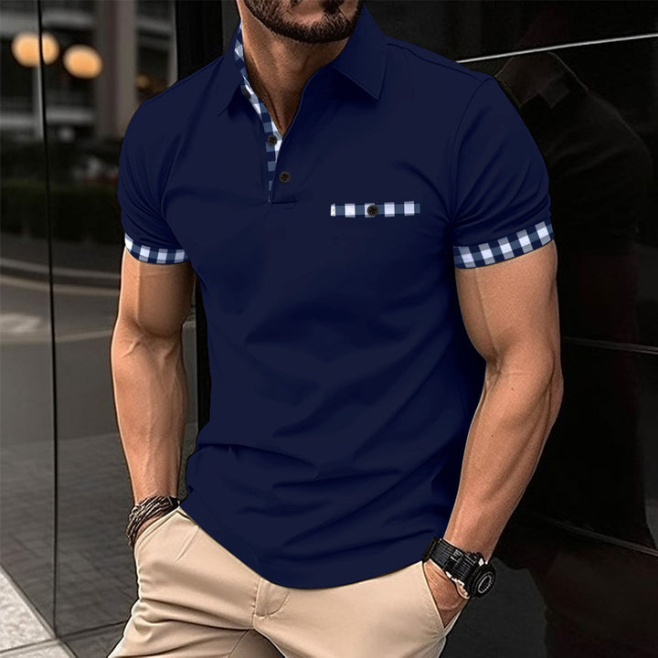 Herrer Poloshirt med moderne ternet mønster Stilla