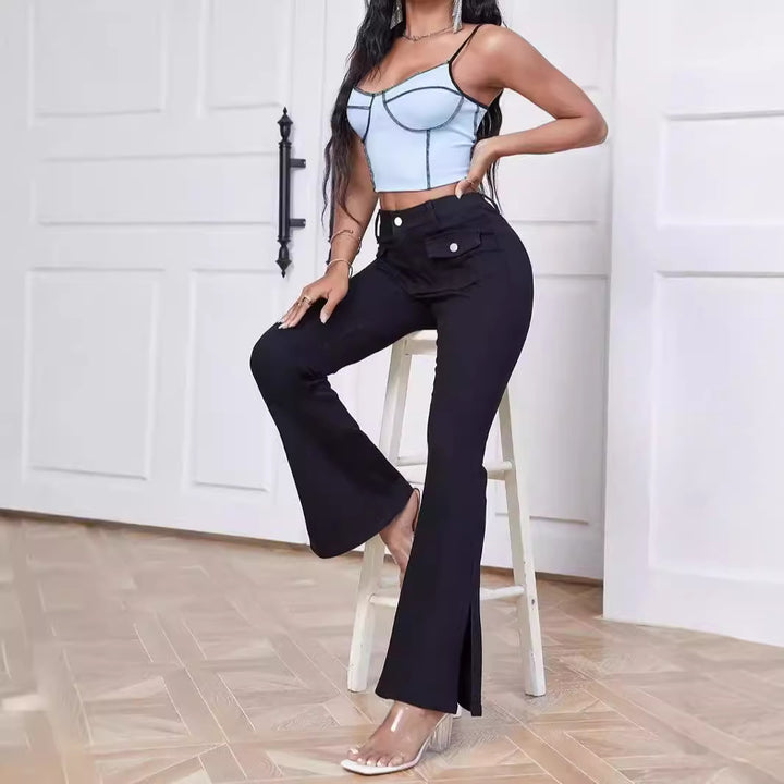 Dame afslappet Bootcut Jeans med sidelommer og praktiske lommer Stilla