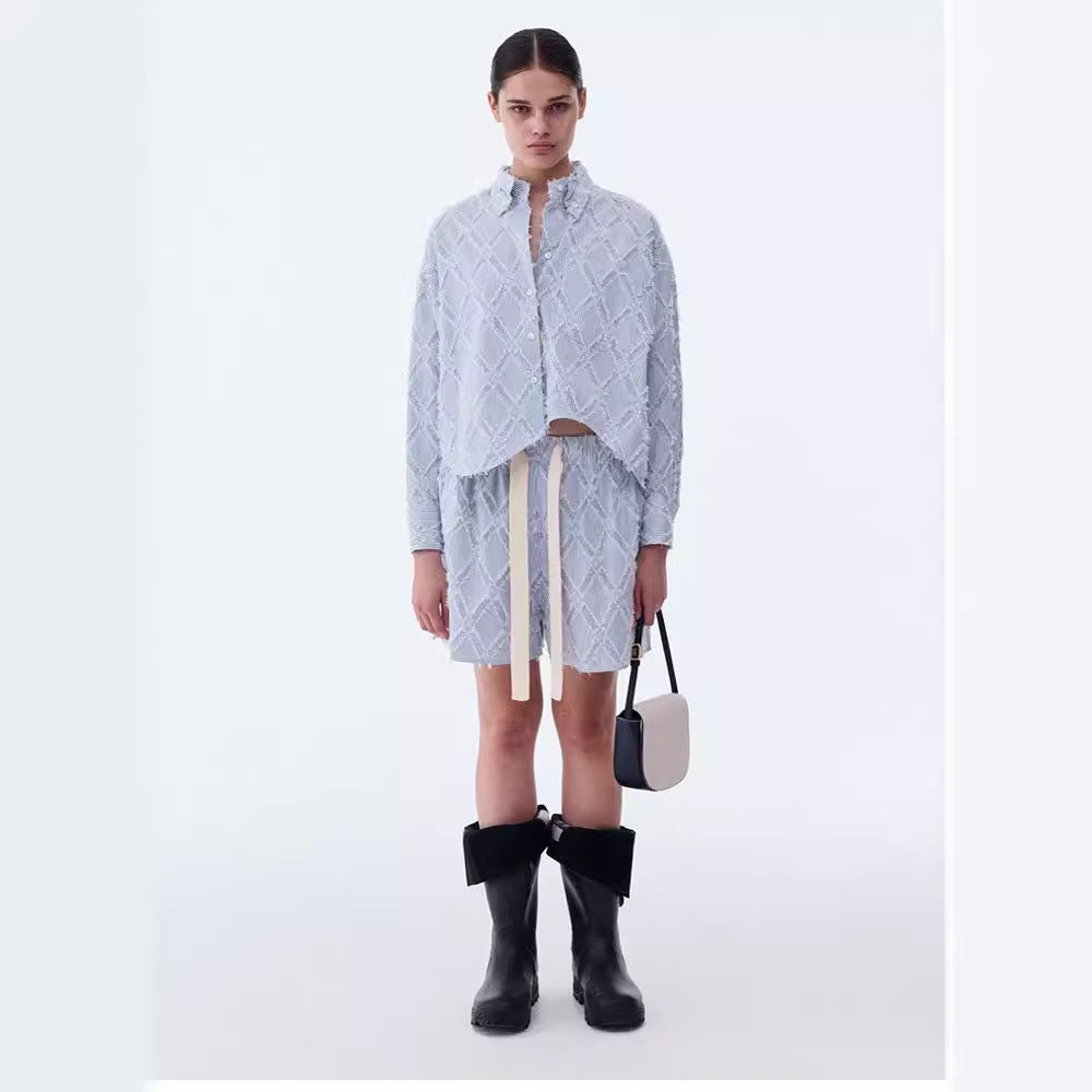 Kvindernes afslappede shorts med elastisk talje og slidisk mønster Stilla