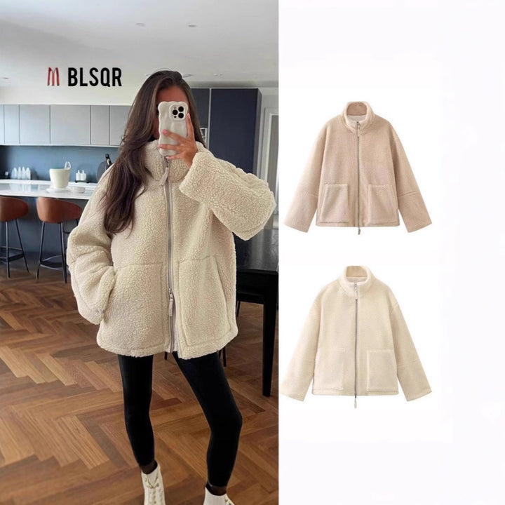 Femme Cozy Sherpa Zip-Up Jakke Stilla