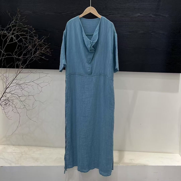 Femme Let Maxi-Kjole med Stilfuld Båndkrave Stilla