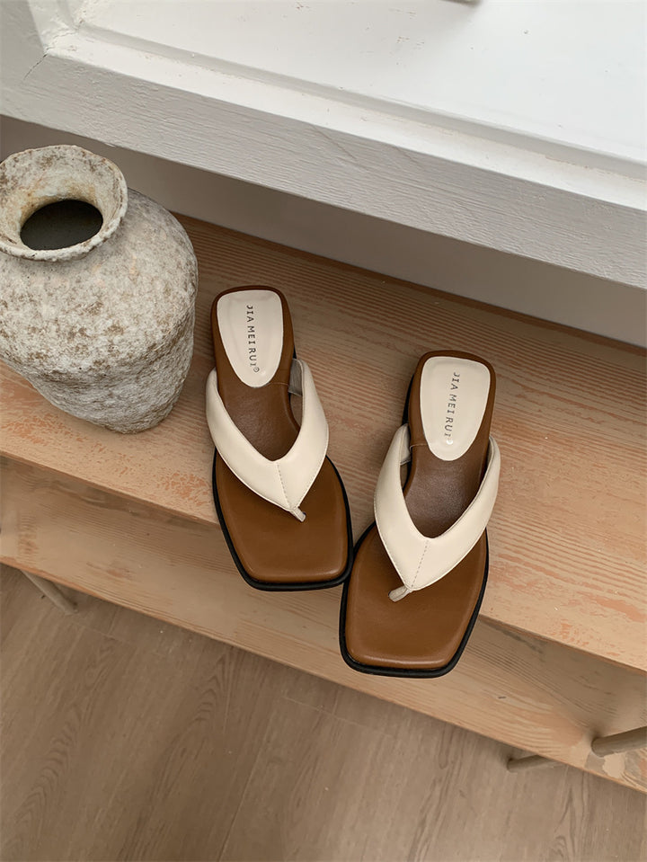 Dame Stilfulde Firkantede Tå Flip-Flop Sandaler Stilla