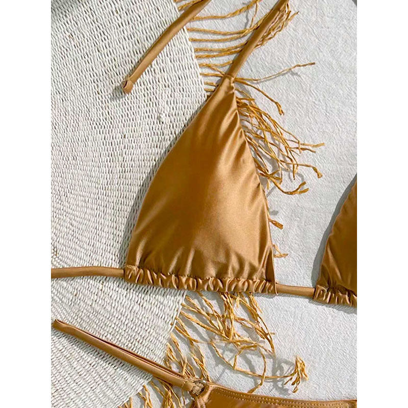 Dame triangel-bikini med legende frynse-design Skovae