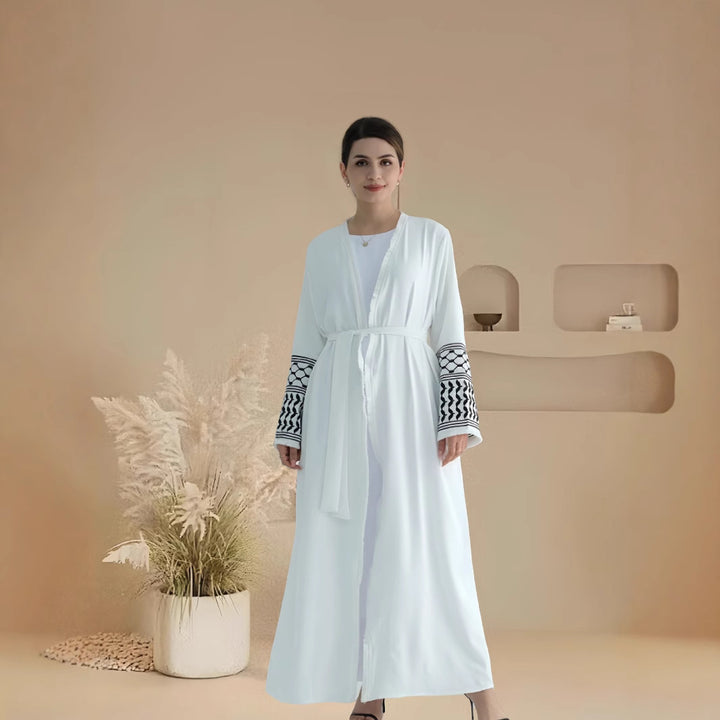 Dame Kimono-Style Maxi-Kjole med kunstnerisk broderidesign Stilla