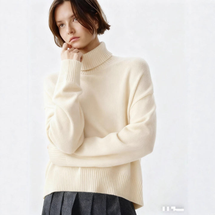 Dame Cozy Turtleneck Sweater med Oversized Snit og Fin Ribstruktur Stilla
