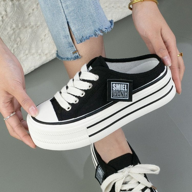 Dame Komfortable Platform Sneakers med åndbart canvas-overmateriale og fleksibel sål Stilla