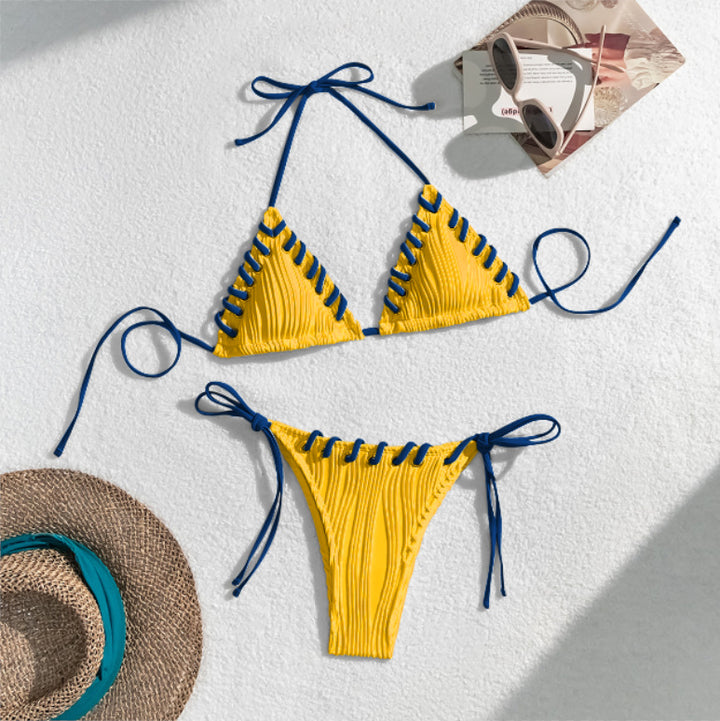 Dame Triangel-Bikini med raffinerede snøre detaljer og struktureret overflade Stilla