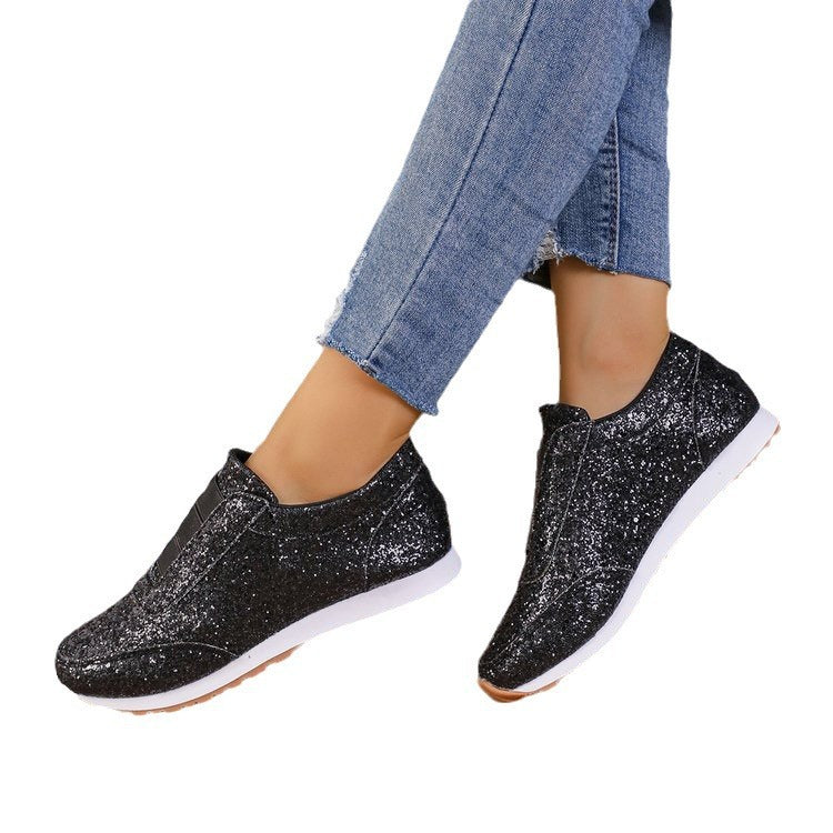 Dame Glitrende Slip-On Sneakers med støddæmpende sål og elastisk design Stilla
