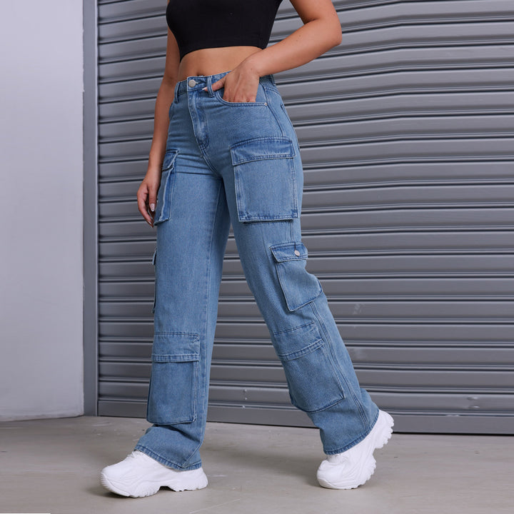Dame Cargo-Jeans med praktisk lomme-design og afslappet pasform Stilla