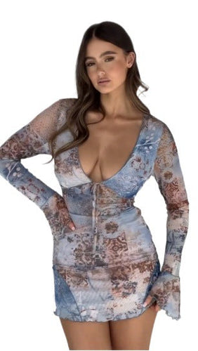 Stilla | Dyb V Højkvalitets Sexy Bodycon Mini Nederdel