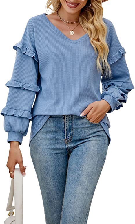Dame mode sweatshirt med flæse detaljer Stilla