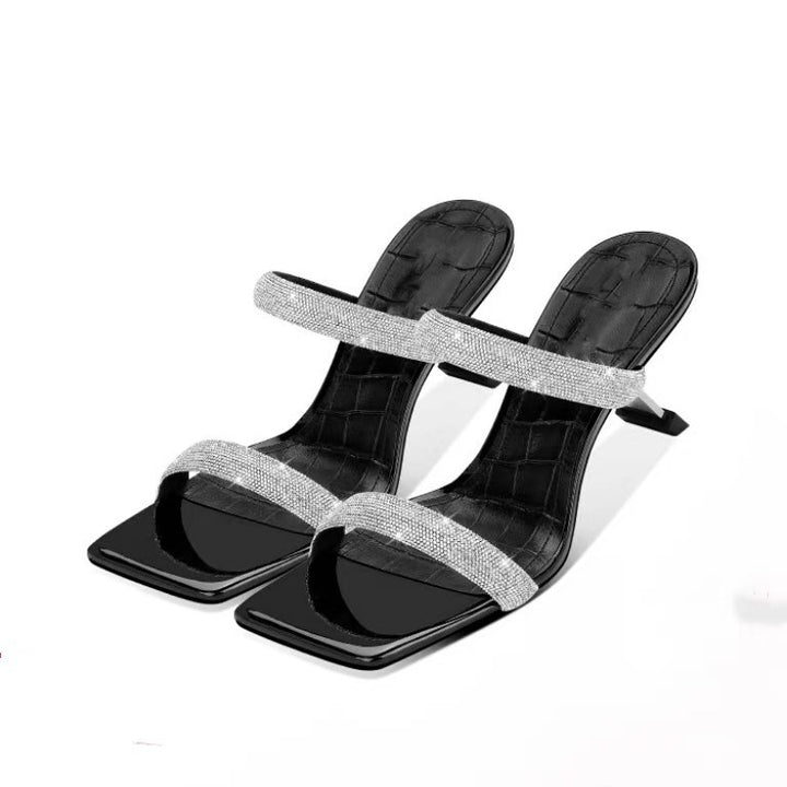 Dame Strappy Højhælede Mules med Rhinestones Stilla