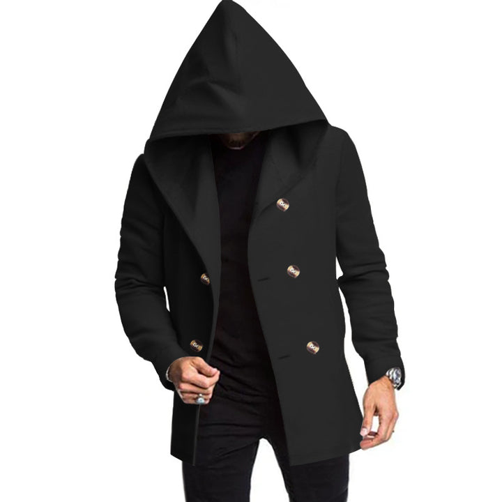 Herrernes fashionable hættefrakke med dobbelt knaplukning og elegante detaljer Stilla