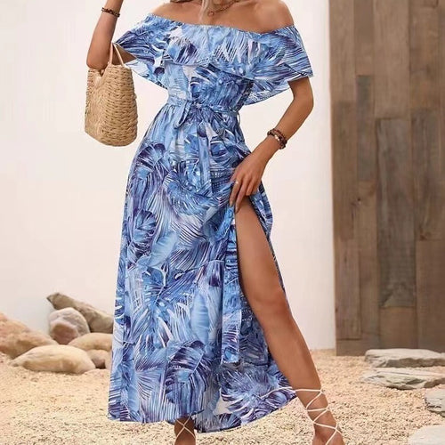 Kvinders maxi kjole med off-shoulder design og dyb slids Stilla
