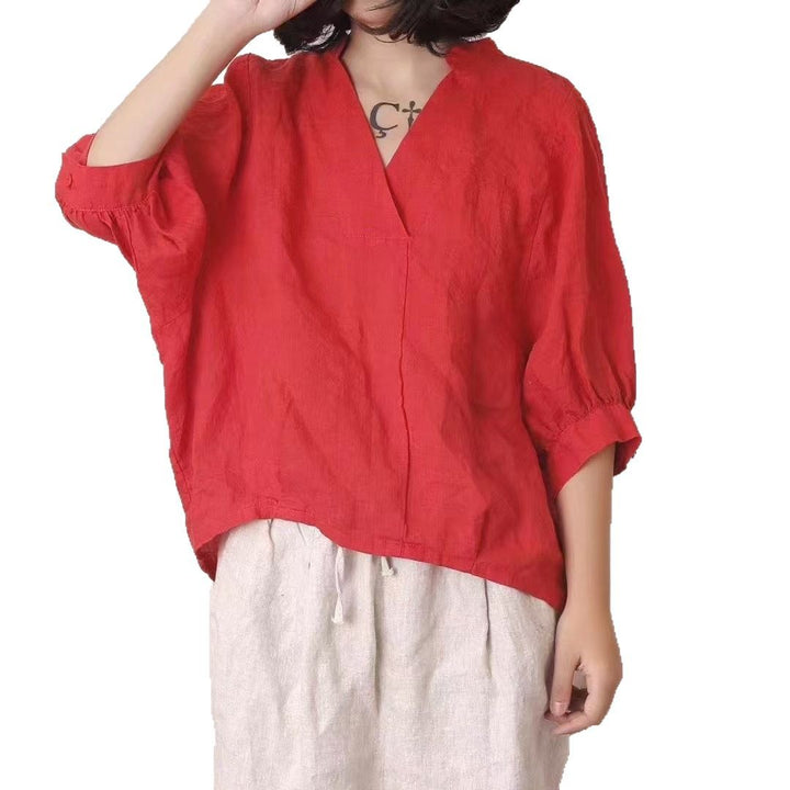 Femme let V-hals hør bluse Stilla