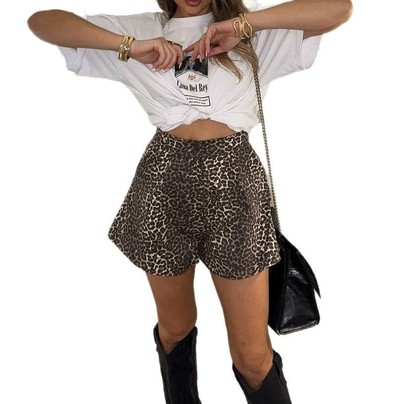 Dame Trendy Leopard Nederdel med Bælte Stilla