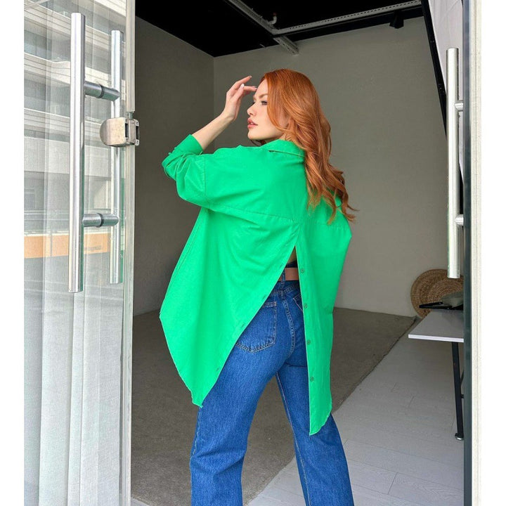 Dame oversized skjorte med asymmetrisk søm Stilla