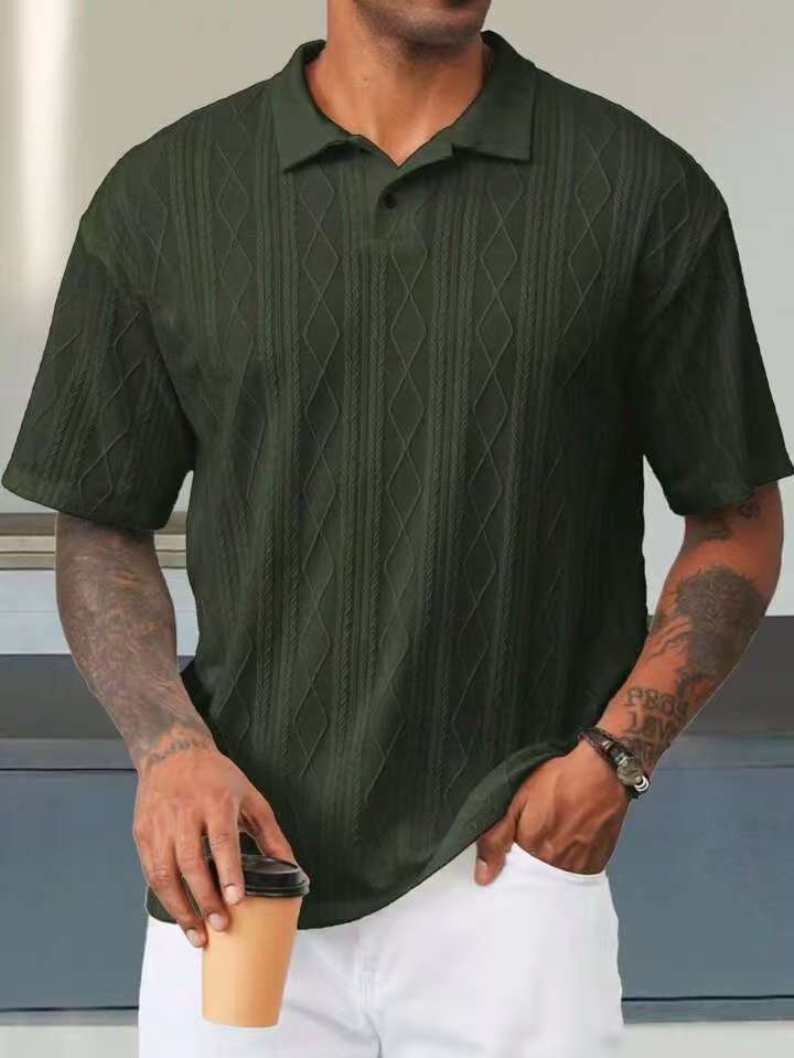 Herrer Fritid Tekstureret Kortærmet Polo T-shirt Stilla