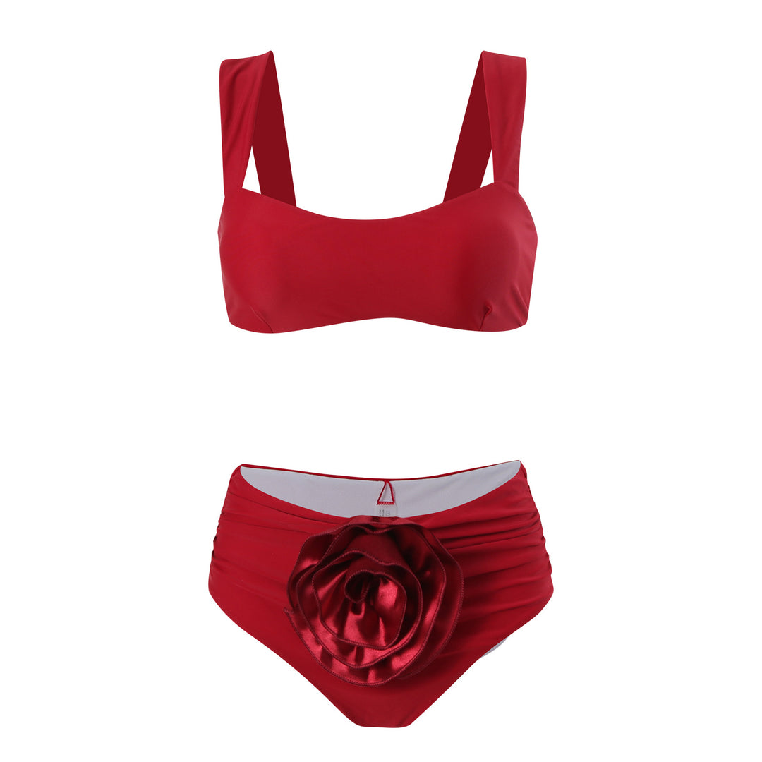 Dame High-Waist Bikini med blomstret dekoration og brede stropper Stilla