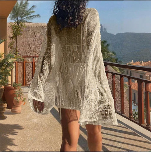 Dame Luftig Strandpullover med gennemsigtig maskestruktur Stilla