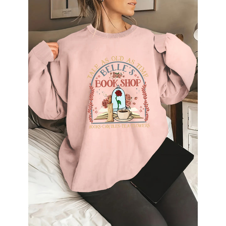 Dame sweatshirt med unikt boghandel motiv Stilla