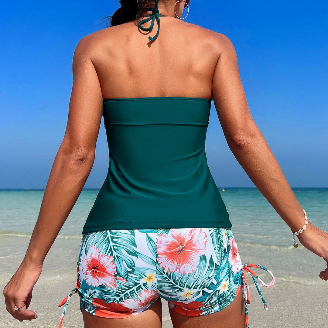 Dame Tankini-top med blomstermotiv og afslappede shorts Stilla