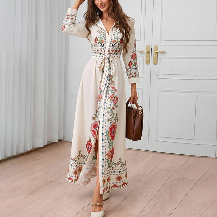 Kvinders Bluse-Maxikjole med intrikat broderi design Stilla