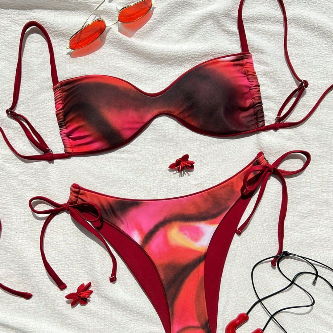 Dame Push-Up Bikini med elegant dyreprint og justerbare stropper Skovae