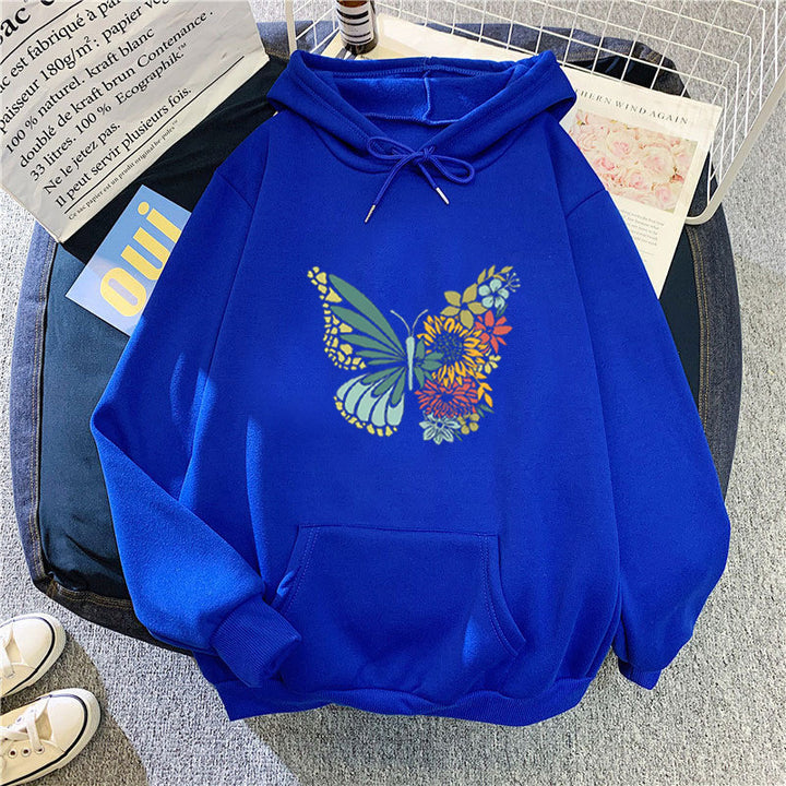 Kvinder hoodie med floral sommerfugl design Skovae