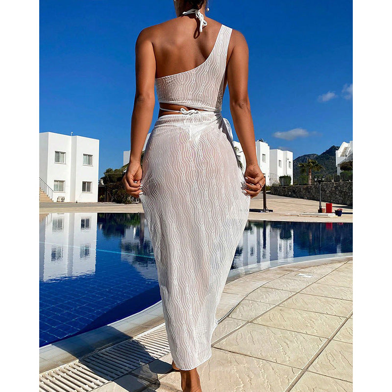 Dame asymmetrisk crop top med afslappet midi nederdel Skovae
