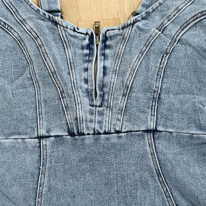 Dame Denim KJole med sidelukning og struktureret overdel Stilla