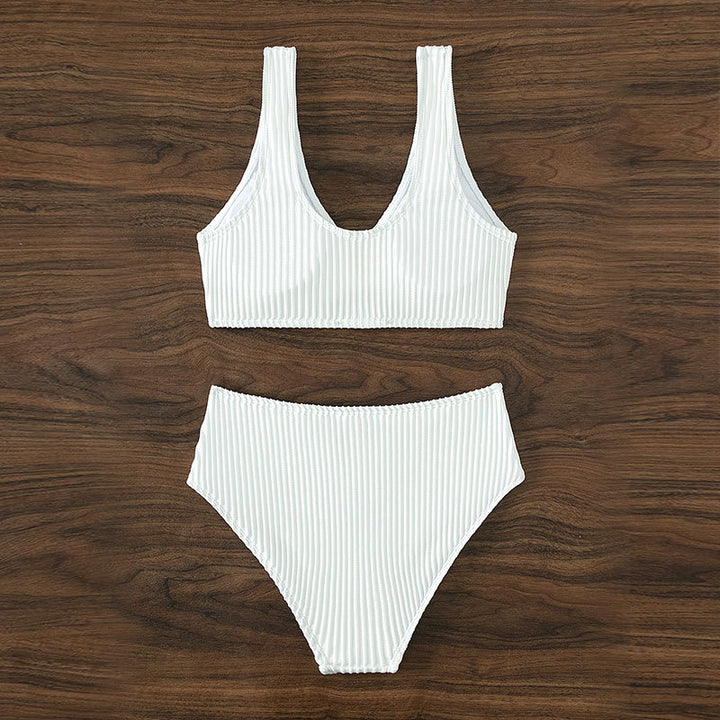 Dame Højskåret Bikini-Sæt med stribet design og moderne udskæring Stilla