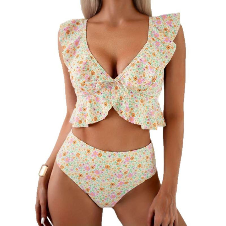Damer Floral Bikini-Sæt med legende Ruffles design og høj talje Stilla