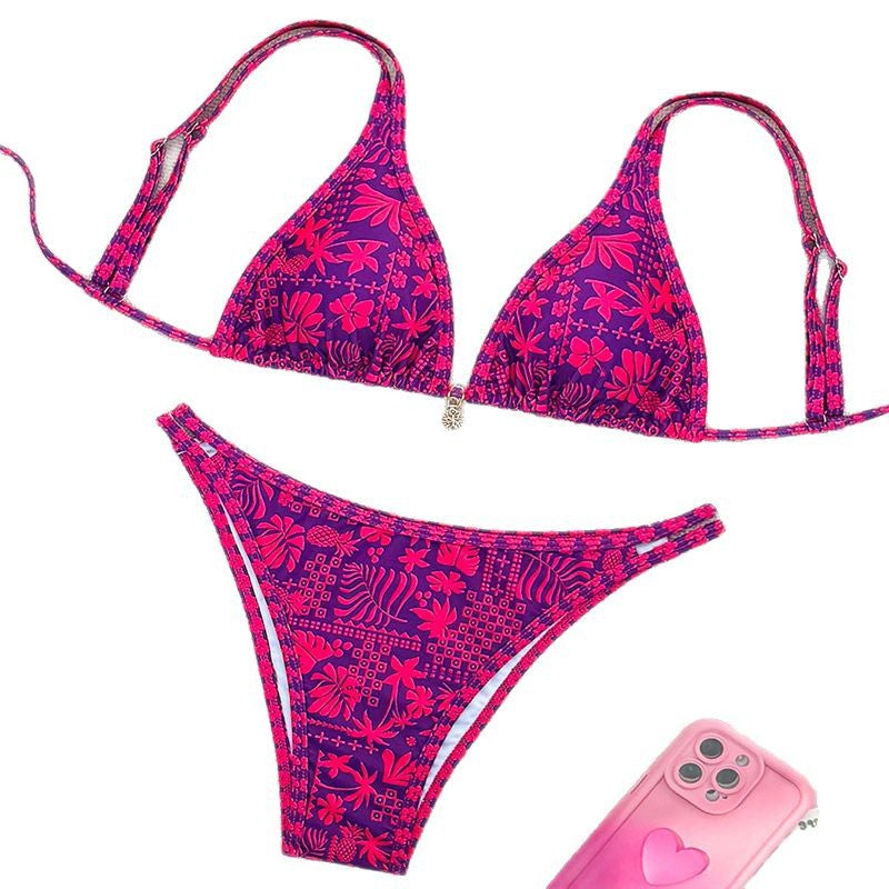 Dame triangel-bikini-sæt med justerbare stropper Skovae