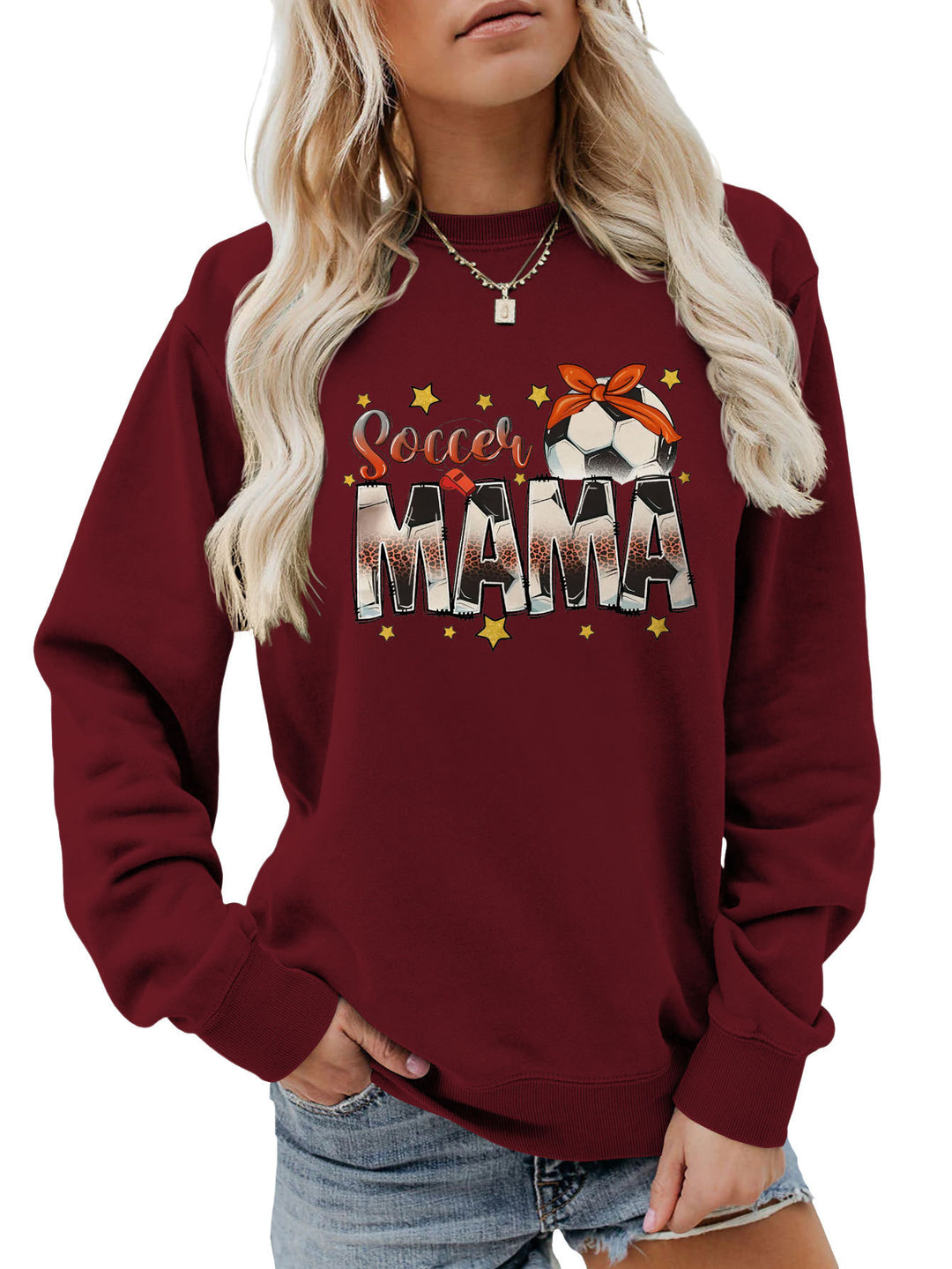 Kvinders sweatshirt med iøjnefaldende "Soccer Mama" print og behagelig pasform Stilla
