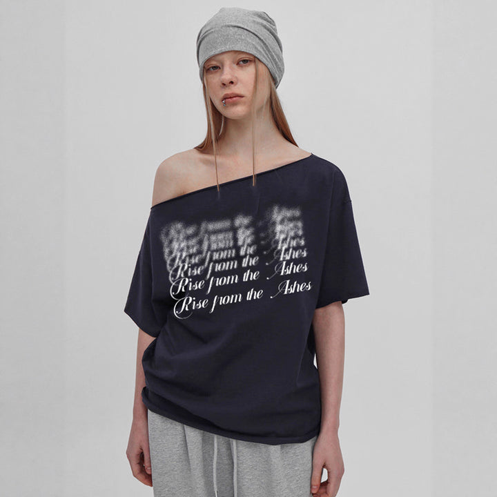 Dame Oversized T-Shirt med krystaludsmykning og V-hals Skovae