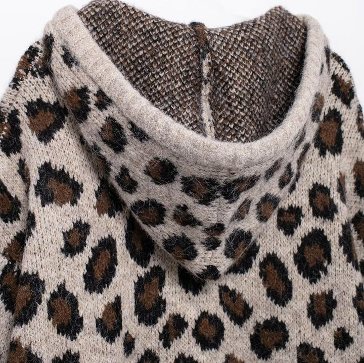 Femme Cozy Leopardskinds mønster Hoodie Sweatshirt Stilla