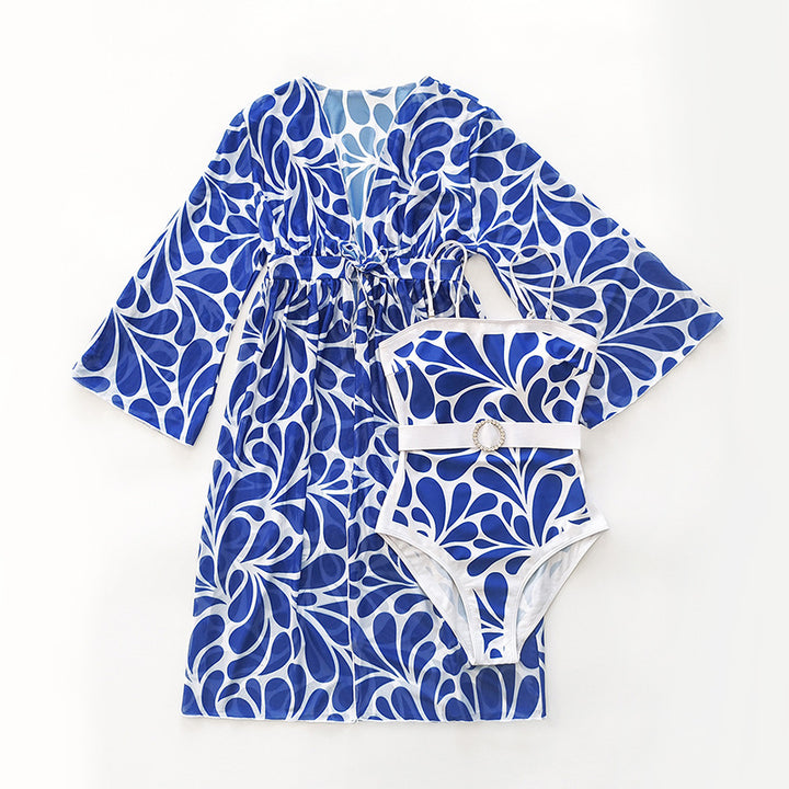 Dame Strandkimono med blomstret design Stilla