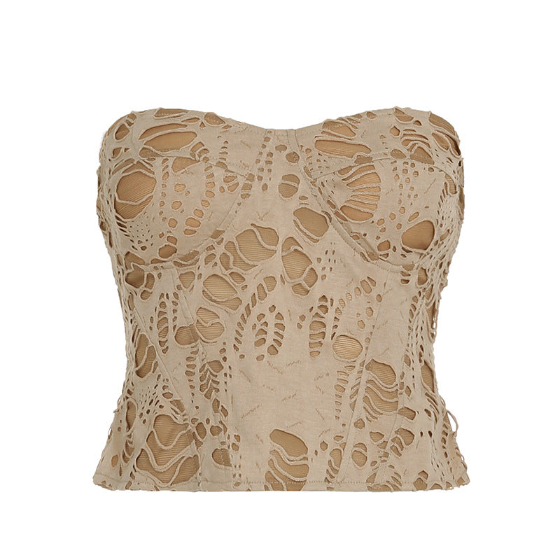 Dame tætsiddende Bustier-top med imponerende Cut-Outs Skovae