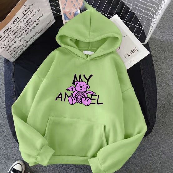 Kvinders hoodie med sødt engel bjørn design Skovae