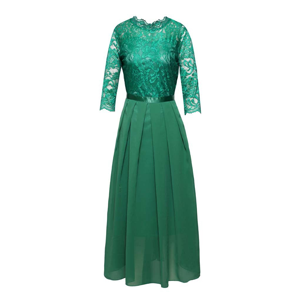 Dame Elegant spidskjole med flydende chiffon nederdel Stilla