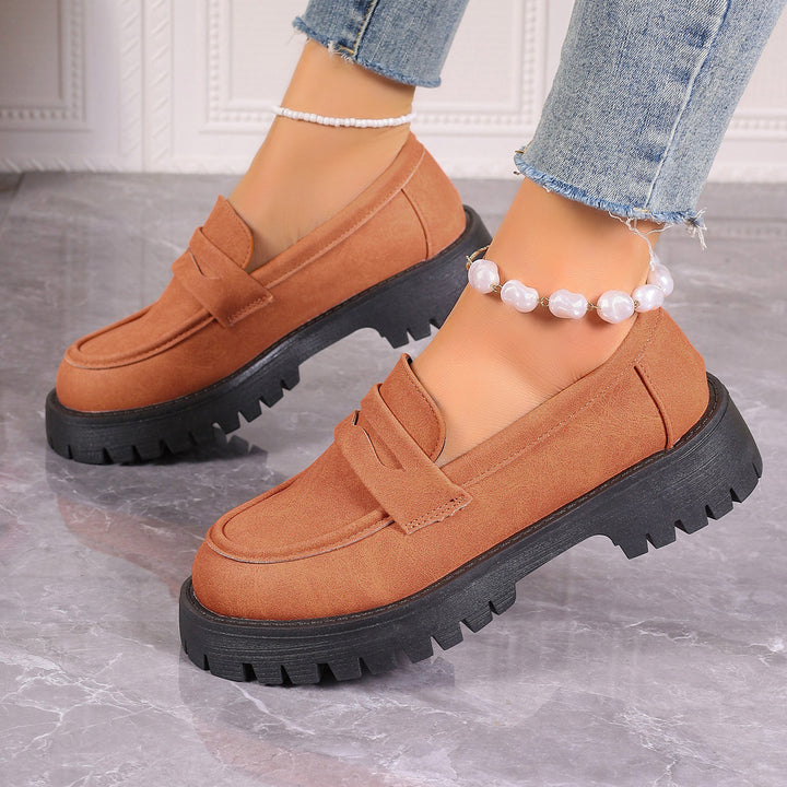 Dame Chunky Loafers med høj kvalitet læder-overflade og skridsikker profileret sål Stilla