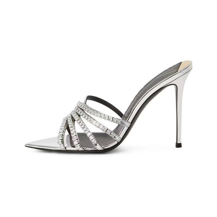 Femme Strass-dekorerede Strappy Højhælede Sko Stilla
