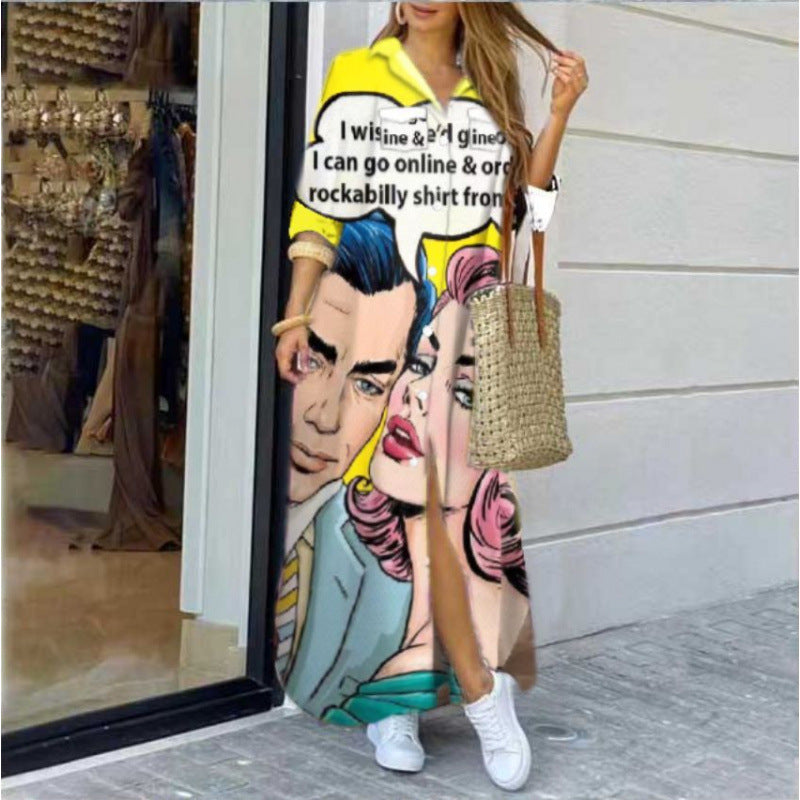 Femme Grafiktryk Maxi Kjole Stilla