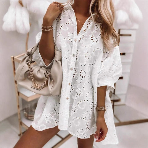 Damer casual blouse i cut-out stil Stilla