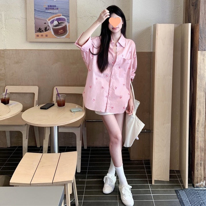 Femme Casual Oversized Knap-ned Skjorte Stilla