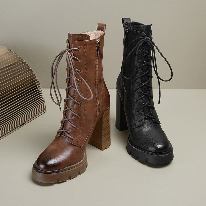 Femme Chunky Heel Snørestøvler Stilla