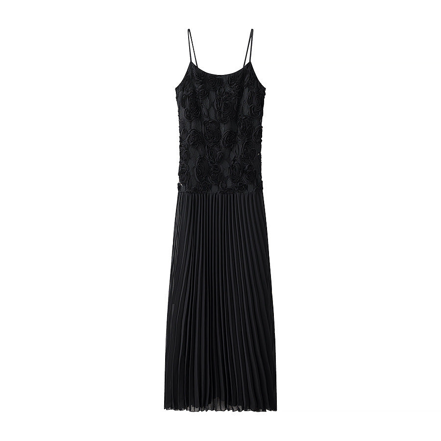 Femme Falten Floral Broderet Maxi Kjole Stilla