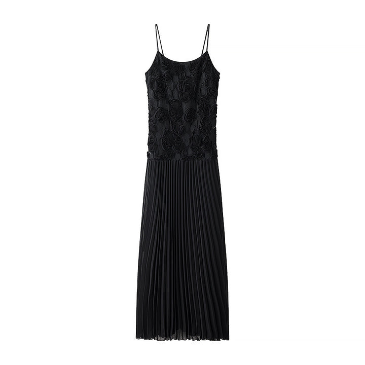Femme Falten Floral Broderet Maxi Kjole Stilla