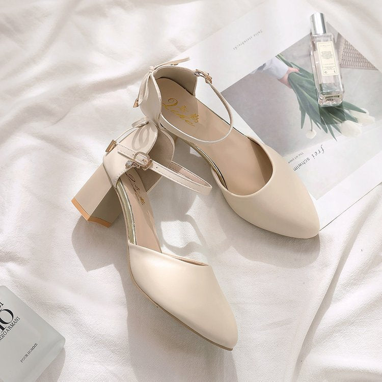 Dame elegante Slingback-pumps med moderne knude-detalje og stabil blokhæl Stilla